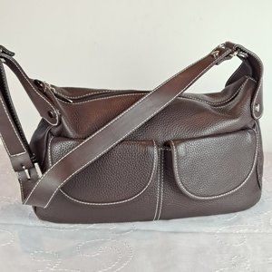 Maxx New York Brown Pebbled Leather Shoulder Bag